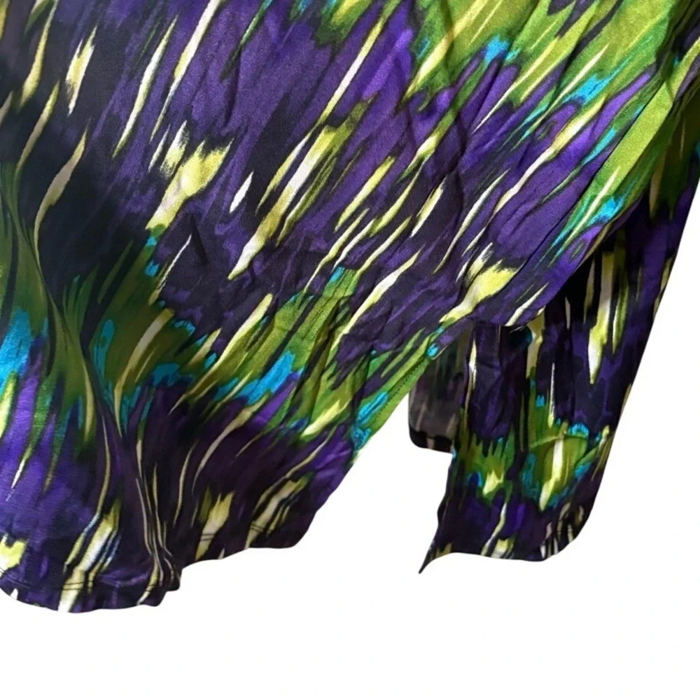 Slinky Brand Womens 3X 2-Piece Set Purple Green Abstract Tunic Pant 3334S-F11J13